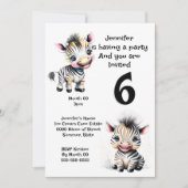 Zebra Dschungle Safari Kinder Thema JEDES ALTER be Einladung (Vorderseite)