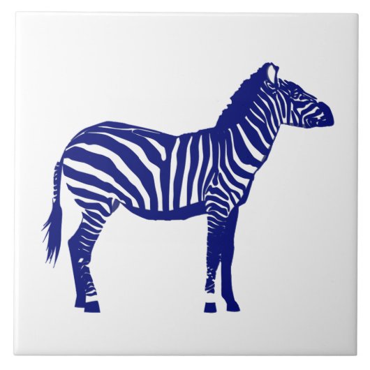 Zebra - Dunkel Kobaltblau und Weiß Fliese (Vorderseite)