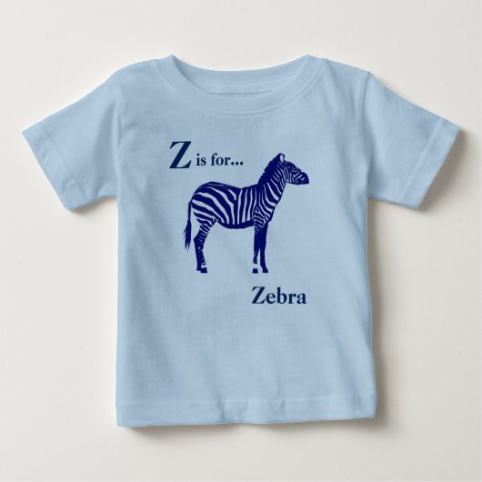 Zebra - Dunkles Kobalt Blau und Weiß Baby T-shirt (Vorderseite)