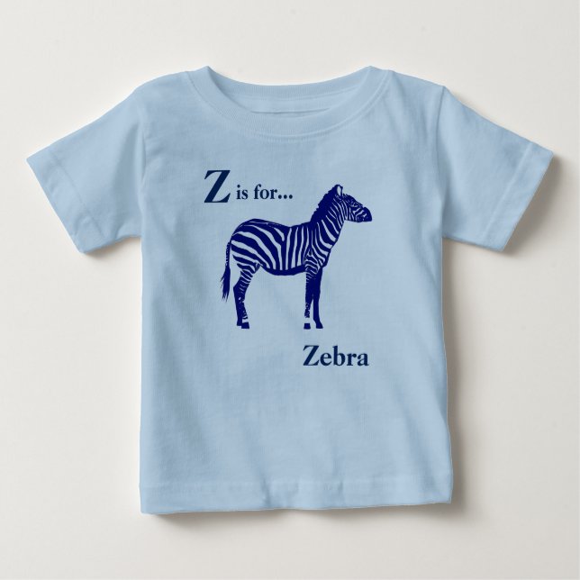 Zebra - Dunkles Kobalt Blau und Weiß Baby T-shirt (Vorderseite)
