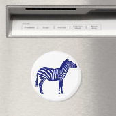 Zebra - Dunkles Kobalt Blau und Weiß Magnet (In Situ (Geschirrspüler))