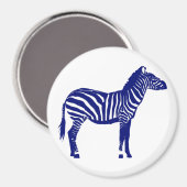Zebra - Dunkles Kobalt Blau und Weiß Magnet (Vorderseite/Rückseite)