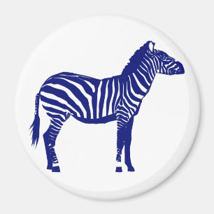Zebra - Dunkles Kobalt Blau und Weiß Magnet