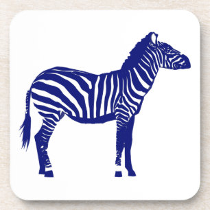 Zebra - Dunkles Kobalt Blau und Weiß Untersetzer