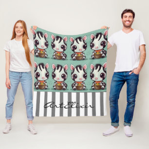 Zebra Eating Print Fleecedecke