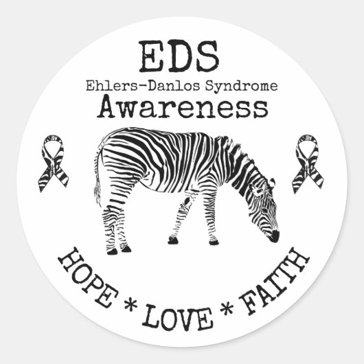 Zebra Ehlers-Danlos Syndrom EDS Sticker (Vorderseite)