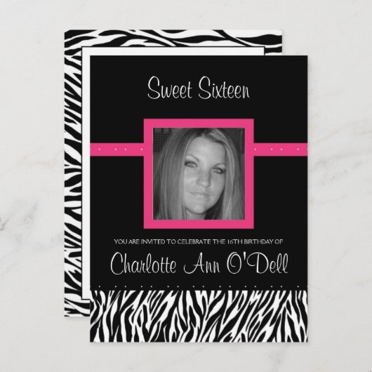 Zebra, Einladung zum Geburtstag (Vorne/Hinten)