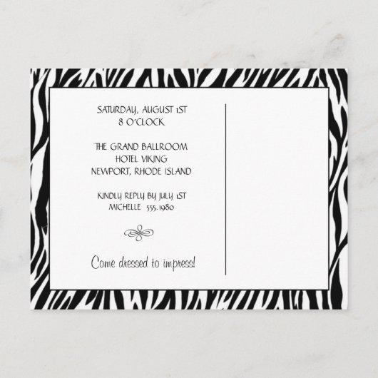 Zebra, Einladung zum Geburtstag (Rückseite)
