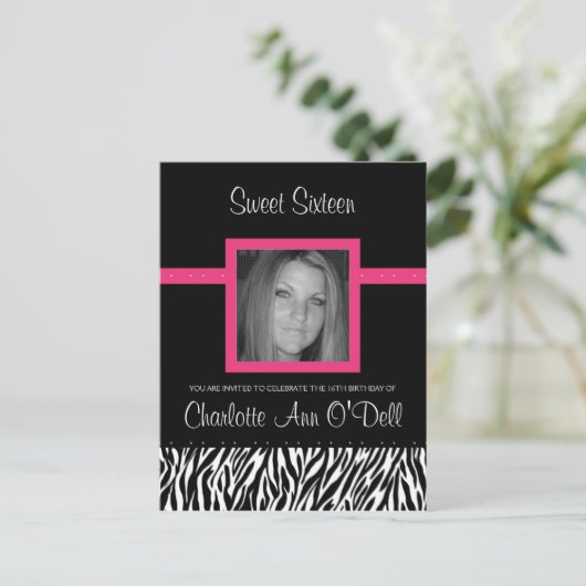 Zebra, Einladung zum Geburtstag (Stehend Vorderseite)