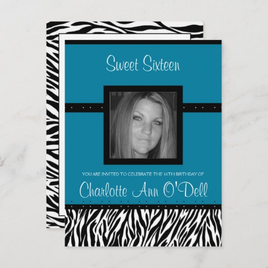 Zebra, Einladung zum Geburtstag (Vorne/Hinten)