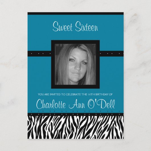 Zebra, Einladung zum Geburtstag (Vorderseite)