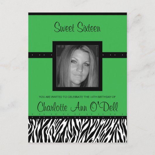 Zebra, Einladung zum Geburtstag (Vorderseite)