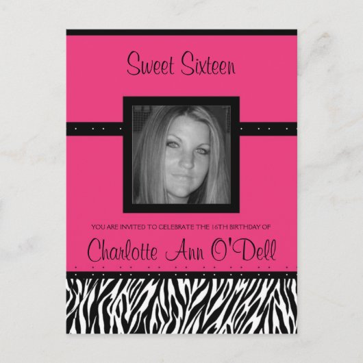 Zebra, Einladung zum Geburtstag (Vorderseite)