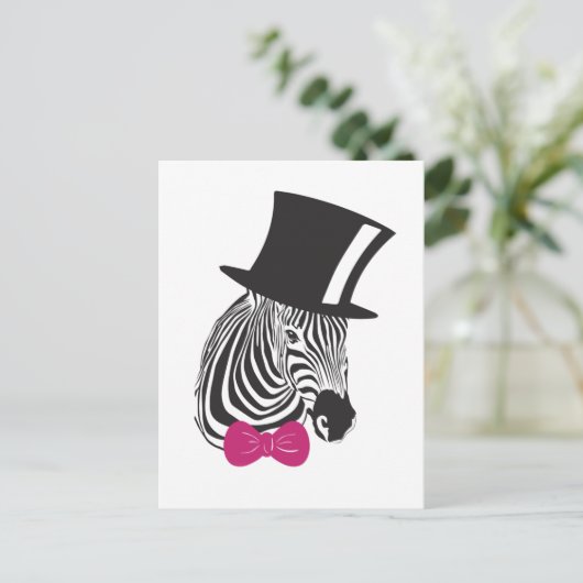 Zebra-elegantes einzigartiges postkarte (Stehend Vorderseite)