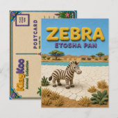 Zebra Etosha Pan Modern KlayKoo Postkarte (Vorne/Hinten)