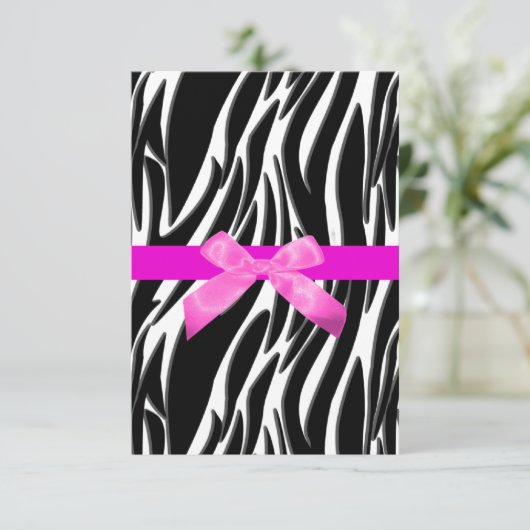 Zebra Event Einladung Pink (Stehend Vorderseite)