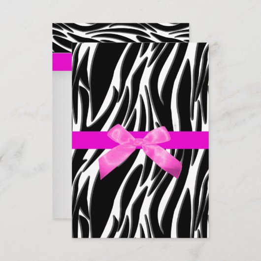 Zebra Event Einladung Pink (Vorne/Hinten)
