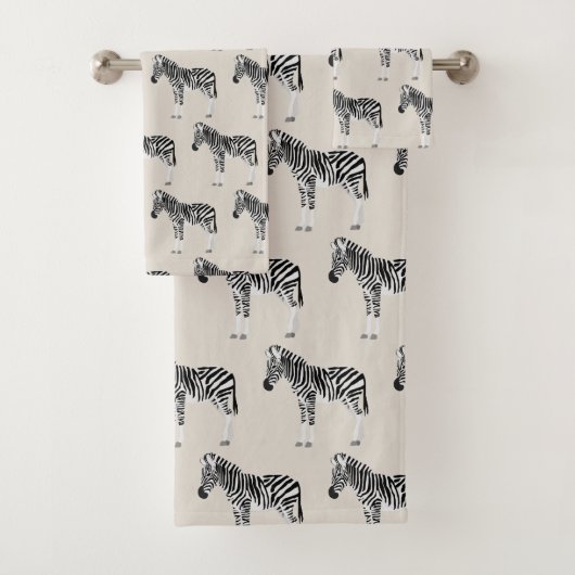 Zebra Exotic Animal Muster Beige Badhandtuch Set (Insitu)