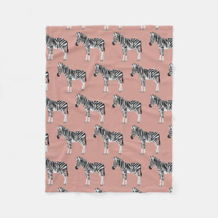 Zebra Exotic Animal Muster Blush Pink Fleecedecke