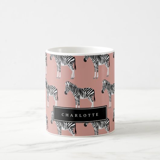 Zebra Exotic Animal Muster Blush Pink Kaffeetasse (Mittel)