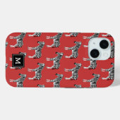 Zebra Exotic Animal Muster Deep Red Monogram Case-Mate iPhone Hülle (Rückseite (Horizontal))