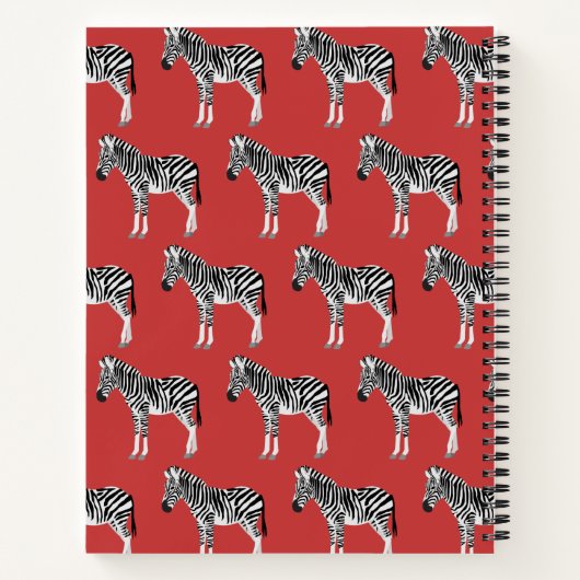 Zebra Exotic Animal Muster Deep Red Monogram Notizblock (Rückseite)