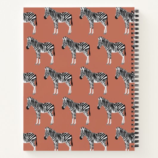 Zebra Exotic Animal Muster Terracotta Monogram Notizblock (Rückseite)