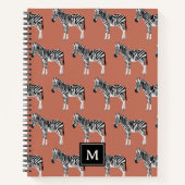 Zebra Exotic Animal Muster Terracotta Monogram Notizblock (Vorderseite)