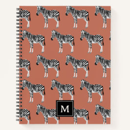 Zebra Exotic Animal Muster Terracotta Monogram Notizblock