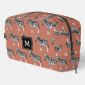 Zebra Exotic Animal Muster Terracotta Monogram Waschbeutel (Rechte Ecke)