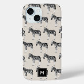 Zebra Exotic Animal Pattern Beige Monogramm Case-Mate iPhone Hülle (Rückseite)