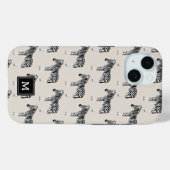 Zebra Exotic Animal Pattern Beige Monogramm Case-Mate iPhone Hülle (Rückseite (Horizontal))