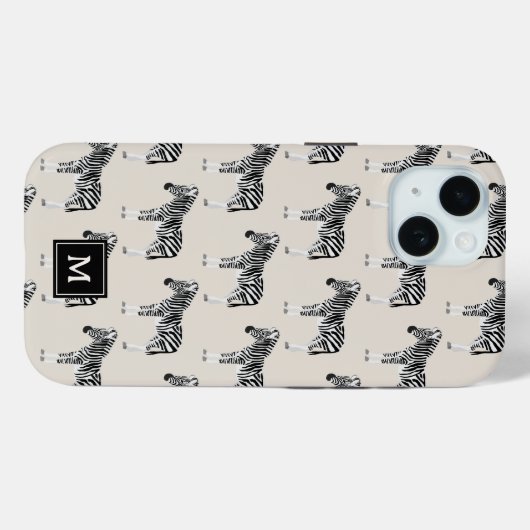Zebra Exotic Animal Pattern Beige Monogramm Case-Mate iPhone Hülle (Rückseite (Horizontal))