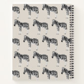 Zebra Exotic Animal Pattern Beige Monogramm Notizblock (Rückseite)