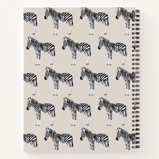 Zebra Exotic Animal Pattern Beige Monogramm Notizblock (Rückseite)