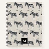 Zebra Exotic Animal Pattern Beige Monogramm Notizblock (Vorderseite)