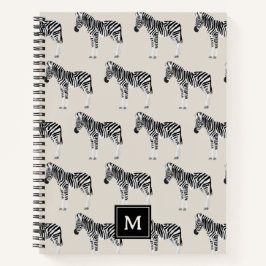 Zebra Exotic Animal Pattern Beige Monogramm Notizblock