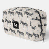 Zebra Exotic Animal Pattern Beige Monogramm Waschbeutel (Rechte Ecke)