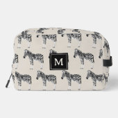 Zebra Exotic Animal Pattern Beige Monogramm Waschbeutel (Rückseite)