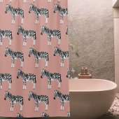 Zebra Exotic Animal Pattern Blush Pink Duschvorhang
