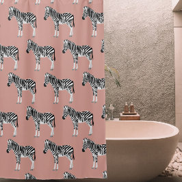 Zebra Exotic Animal Pattern Blush Pink Duschvorhang