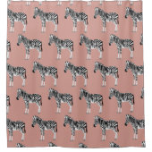 Zebra Exotic Animal Pattern Blush Pink Duschvorhang (Vorderseite)