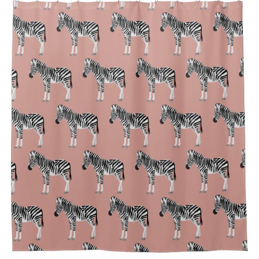 Zebra Exotic Animal Pattern Blush Pink Duschvorhang (Vorderseite)
