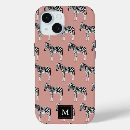 Zebra Exotic Animal Pattern Blush Pink Monogramm Case-Mate iPhone Hülle (Rückseite)