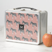 Zebra Exotic Animal Pattern Blush Pink Monogramm Metall Brotdose (Beispiel)