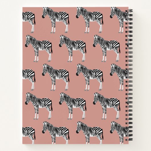 Zebra Exotic Animal Pattern Blush Pink Monogramm Notizblock (Rückseite)
