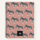 Zebra Exotic Animal Pattern Blush Pink Monogramm Notizblock (Vorderseite)