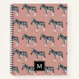 Zebra Exotic Animal Pattern Blush Pink Monogramm Notizblock