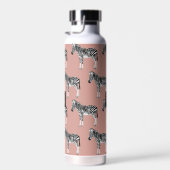Zebra Exotic Animal Pattern Blush Pink Monogramm Trinkflasche (Rechts)