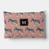 Zebra Exotic Animal Pattern Blush Pink Monogramm Zubehörtasche (Rückseite)